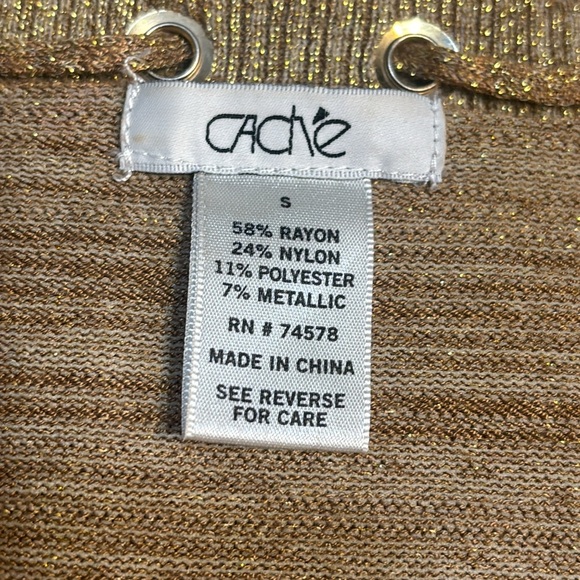 Cache Gold Metallic Shimmer Vneck Long Sleeve Sweater - Picture 6 of 6